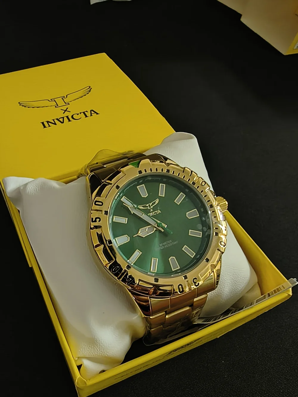Invicta Gold-Tone Watch with Green Dial